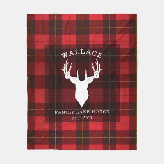 Pset Clan Wallace Tartan Family Lake House Fleece Deken (Voorkant)