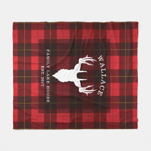 Pset Clan Wallace Tartan Family Lake House Fleece Deken (Voorkant (Horizontaal))