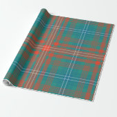 Pset Clan Wilson Oranje Blue Check Tartan Cadeaupapier (Uitgerold)