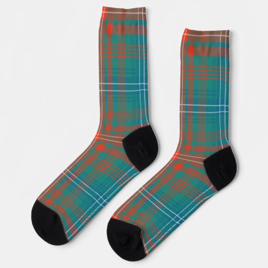 Pset Clan Wilson Oranje Blue Check Tartan Sokken (Links)