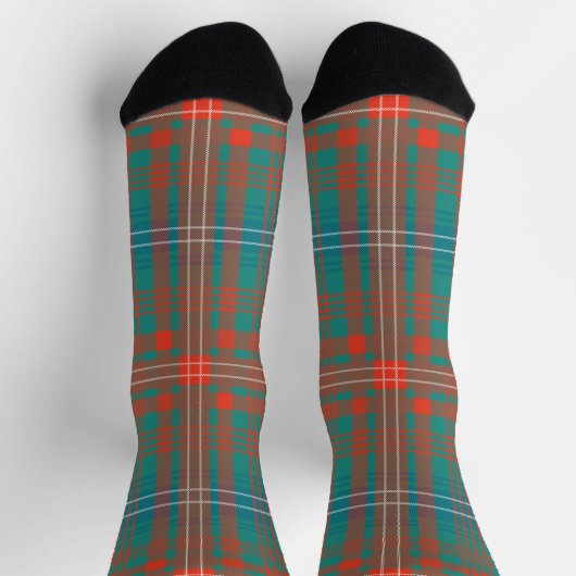 Pset Clan Wilson Oranje Blue Check Tartan Sokken (Top)