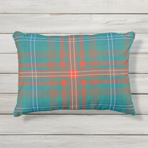 Pset Clan Wilson Oranje Turquoise Check Tartan Buitenkussen