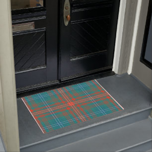 Pset Clan Wilson Oranje Turquoise Check Tartan Deurmat