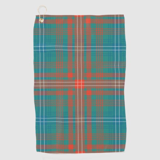 Pset Clan Wilson Oranje Turquoise Check Tartan Golfhanddoek (Voorkant)