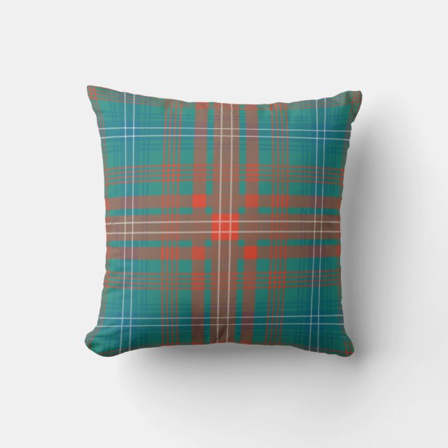 Pset Clan Wilson Oranje Turquoise Check Tartan Kussen (Voorkant)
