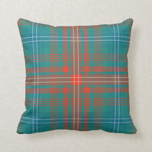 Pset Clan Wilson Oranje Turquoise Check Tartan Kussen