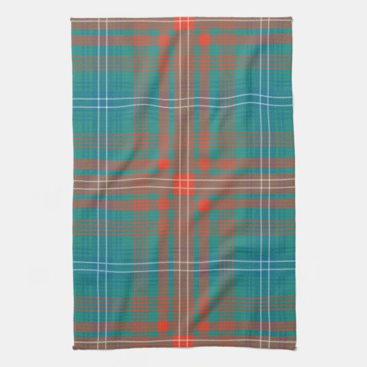 Pset Clan Wilson Oranje Turquoise Check Tartan Theedoek (Verticaal)