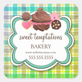 Pset Cupcake Cookie Cookie Packaging Pop Vierkante Sticker