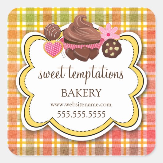 Pset Cupcake Cookie Cookie Packaging Pop Vierkante Sticker (Voorkant)