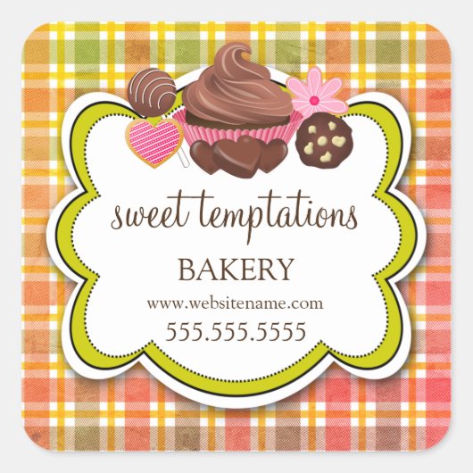 Pset Cupcake Cookie Cookie Packaging Pop Vierkante Sticker (Voorkant)