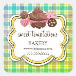 Pset Cupcake Cookie Cookie Packaging Pop Vierkante Sticker