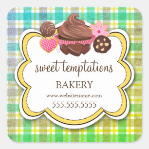Pset Cupcake Cookie Cookie Packaging Pop Vierkante Sticker