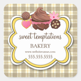 Pset Cupcake Cookie Cookie Packaging Pop Vierkante Sticker