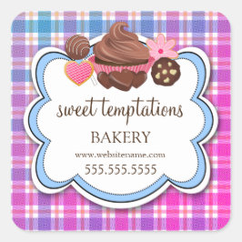 Pset Cupcake Cookie Cookie Packaging Pop Vierkante Sticker