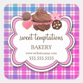 Pset Cupcake Cookie Cookie Packaging Pop Vierkante Sticker