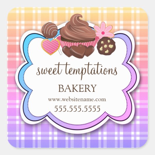 Pset Cupcake Cookie Cookie Packaging Pop Vierkante Sticker (Voorkant)