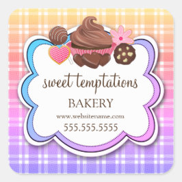 Pset Cupcake Cookie Cookie Packaging Pop Vierkante Sticker