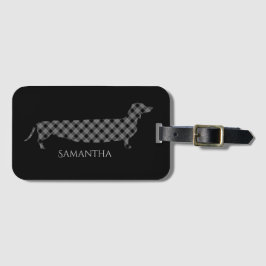 Pset Dachshund op Black Bagagelabel