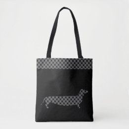 Pset Dachshund op Black Tote Bag