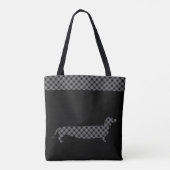 Pset Dachshund op Black Tote Bag (Achterkant)
