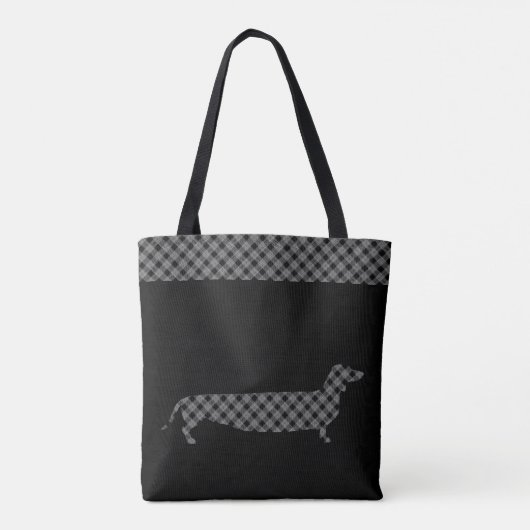 Pset Dachshund op Black Tote Bag (Achterkant)