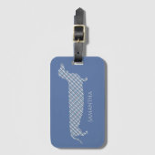 Pset Dachshund op Blue Bagagelabel (Voorkant (verticaal))