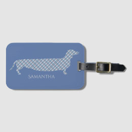 Pset Dachshund op Blue Bagagelabel