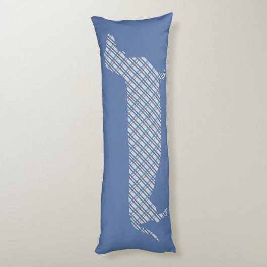 Pset Dachshund op Blue Lichaamskussen (Achterkant (Verticaal))