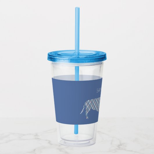 Pset Dachshund op Blue Personalized Acryl Drinkbeker (Rechts)