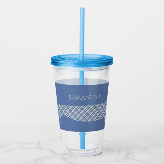 Pset Dachshund op Blue Personalized Acryl Drinkbeker (Voorkant)
