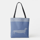Pset Dachshund op Blue Tote Bag (Achterkant)