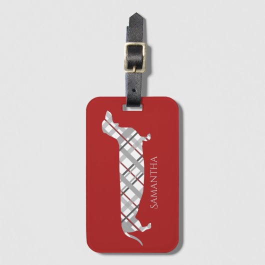 Pset Dachshund op Red Bagagelabel (Voorkant (verticaal))
