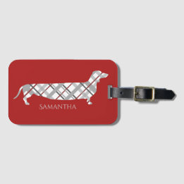 Pset Dachshund op Red Bagagelabel