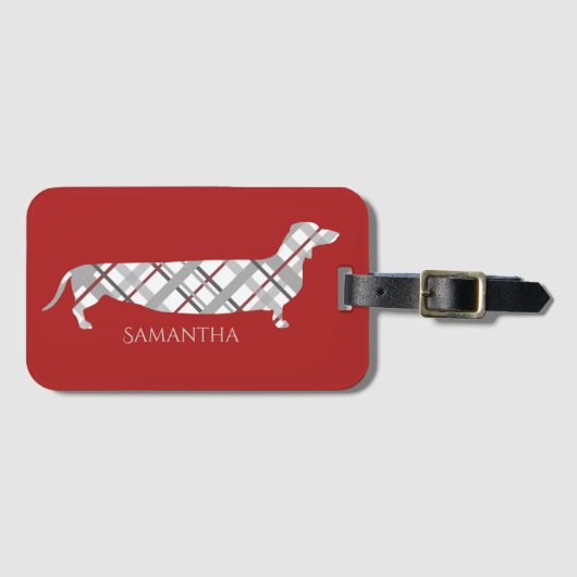 Pset Dachshund op Red Bagagelabel (Voorkant (horizontaal))
