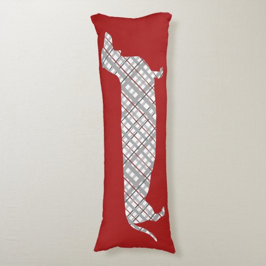 Pset Dachshund op Red Lichaamskussen (Voorkant Verticaal)