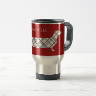 Pset Dachshund op Red Personalized Reisbeker