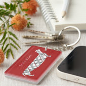 Pset Dachshund op Red Personalized Sleutelhanger (Voorkant Rechts)