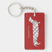 Pset Dachshund op Red Personalized Sleutelhanger (Voorkant)