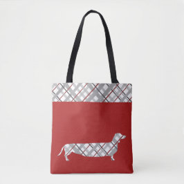 Pset Dachshund op Red Tote Bag