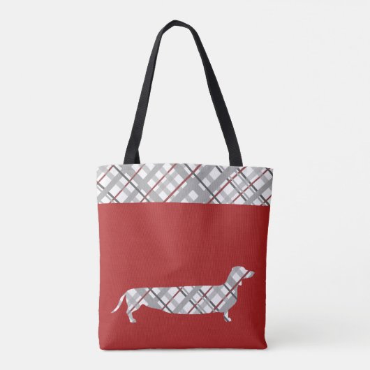 Pset Dachshund op Red Tote Bag (Achterkant)