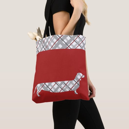 Pset Dachshund op Red Tote Bag (Dichtbij)