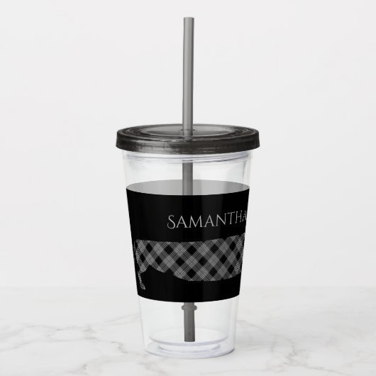 Pset Dachshund op zwart-persoonlijk Acryl Drinkbeker (Voorkant)