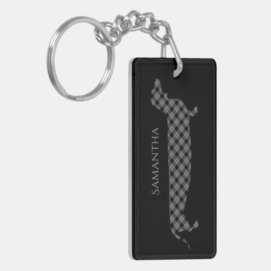 Pset Dachshund op zwart-persoonlijk Sleutelhanger (Voorkant Links)