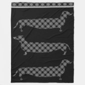 Pset Dachshunds on Black Fleece Deken (Voorkant)