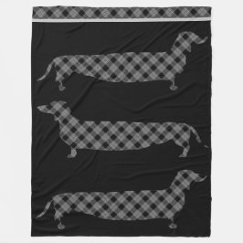 Pset Dachshunds on Black Fleece Deken