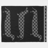 Pset Dachshunds on Black Fleece Deken (Voorkant (Horizontaal))