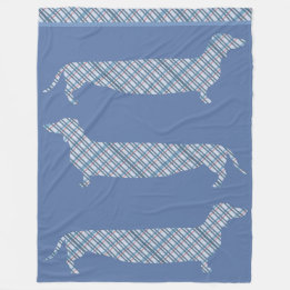 Pset Dachshunds on Blue Fleece Deken