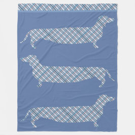 Pset Dachshunds on Blue Fleece Deken