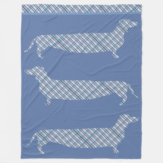Pset Dachshunds on Blue Fleece Deken (Voorkant)