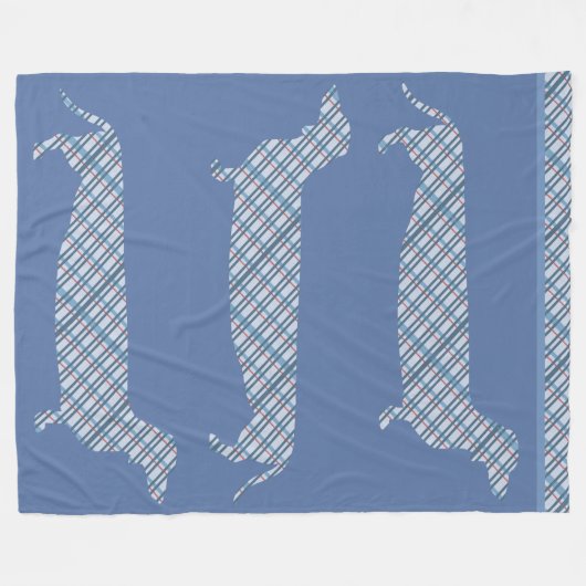 Pset Dachshunds on Blue Fleece Deken (Voorkant (Horizontaal))